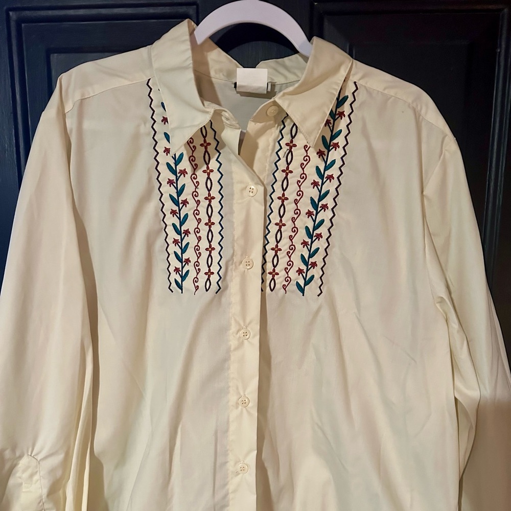 Vtg Bonworth grandma core embroidered button down XLP
